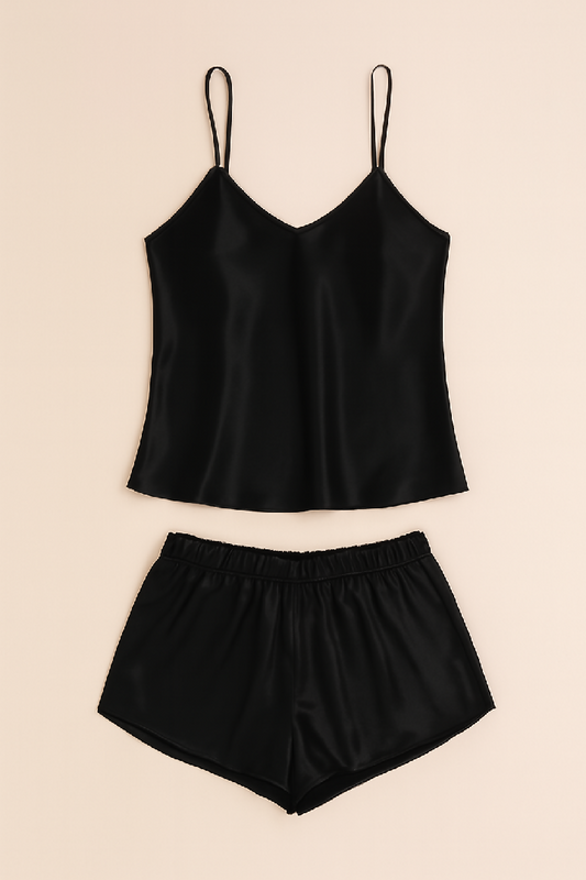 Satin Sleepwear Set - Luxe Camisole and Shorts - Silky Soft and Lightweight - Free Size