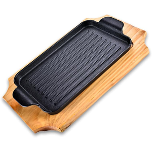 Sizzler 10 inch G RT Wood Dual Grip Perfect for Grilling and Sizzling Meals