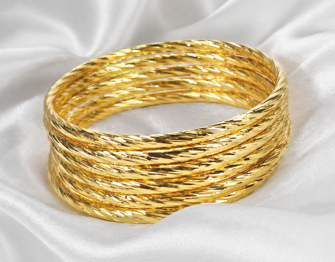 Golden Twist Minimalist 6 Piece Bangle Set