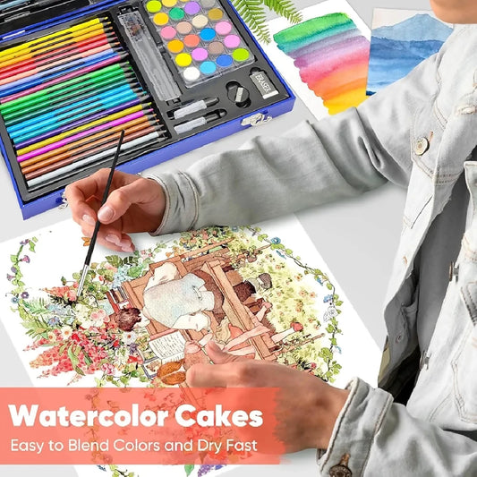 128 Pieces Drawing Kit for Kids Coloring set with Watercolor Oil Pastel Colored Pencil Sketches Acrylic Painting Art Set for Kids Boy and Girls