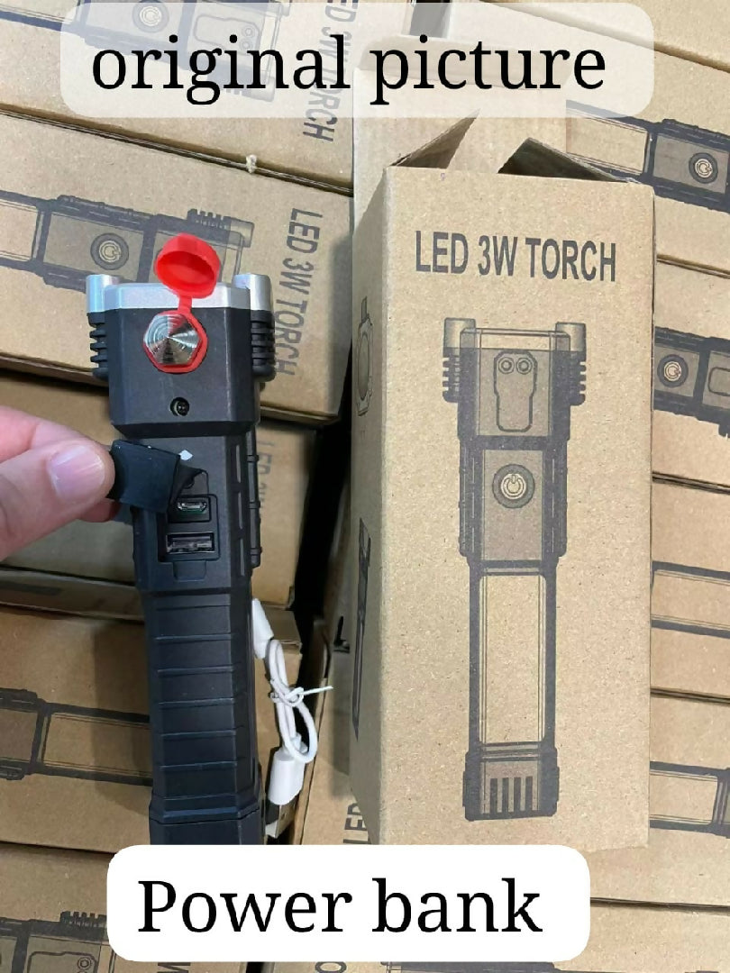 Rechargeable Multifunction LED Hammer Torch Flashlight
