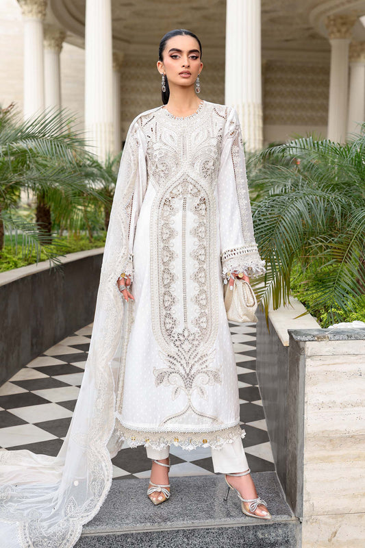 Maria B 3 Pc Unstitched Embroidered Jacquard Lawn Suit EL-26-01