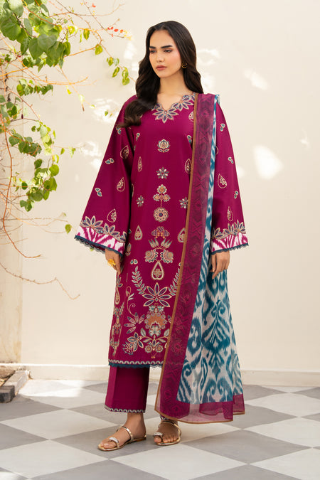 Xenia Formals 3 Pc Unstitched Embroidered Lawn Suit NELAM