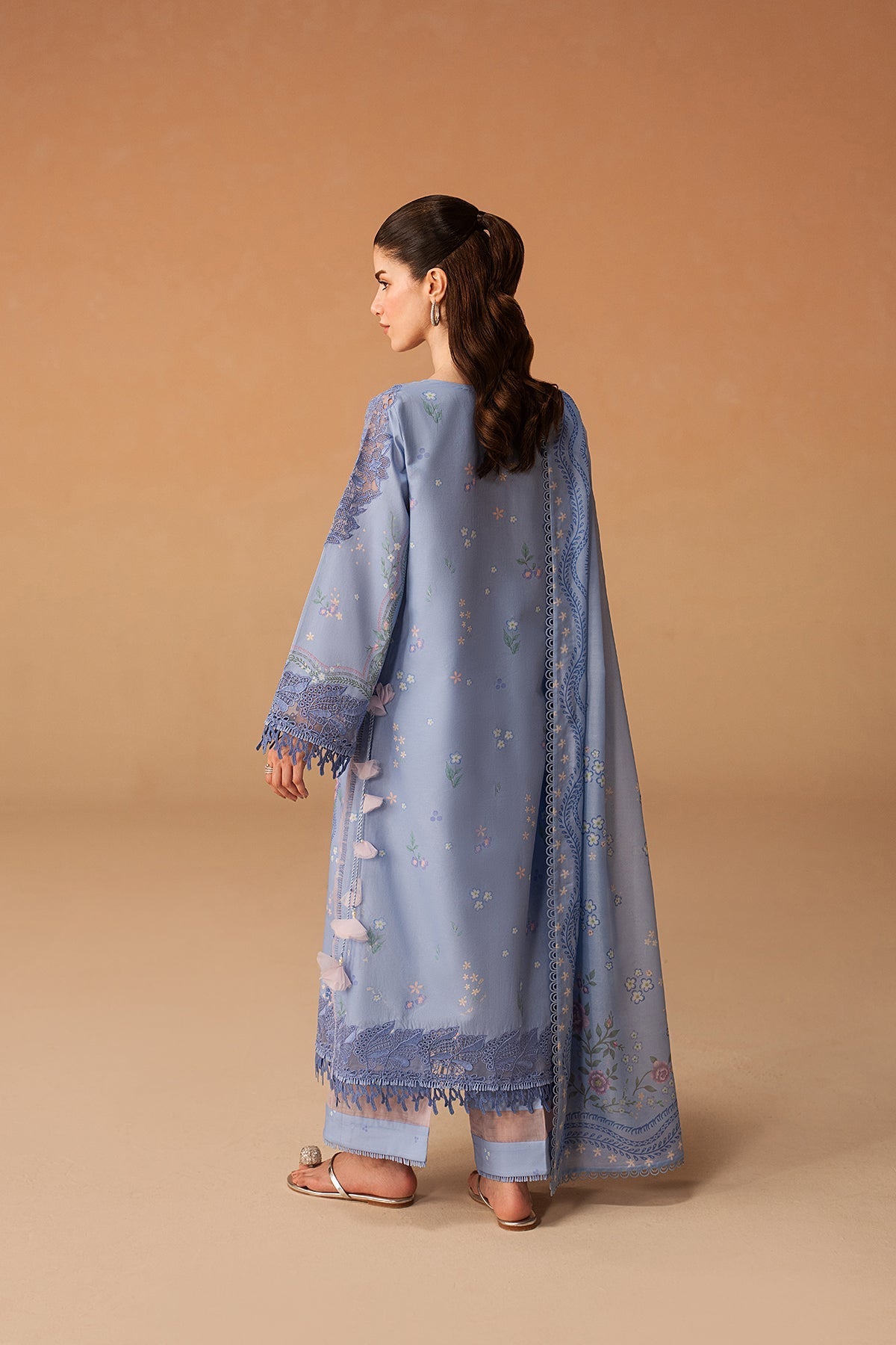 Afrozeh 3 Pc Unstitched Embroidered & Printed Lawn Suit Opaline