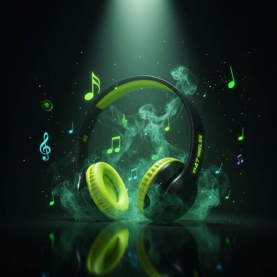 P47 Wireless Bluetooth Headphones Yellow Green