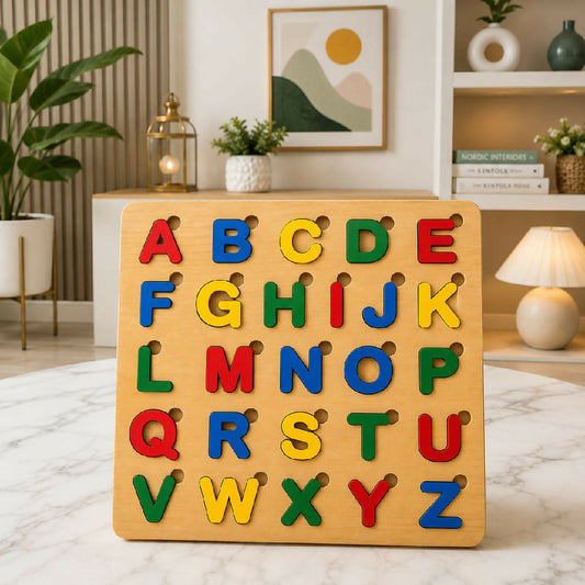Capital ABC Alphabet Puzzle Board Game - Educational Wooden Learning Toy Crafted From MDF Wood For Children And Early Literacy Skills