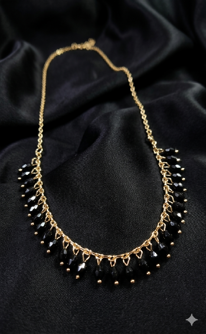 Noir Cascade Crystal Fringe Necklace
