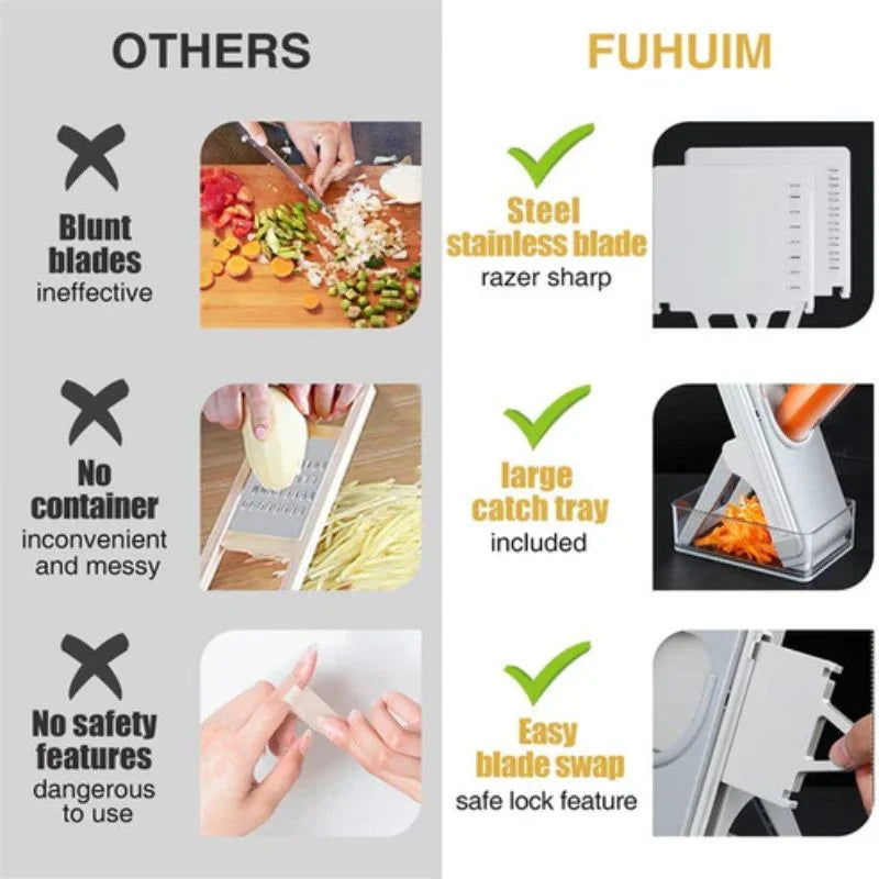 Brava Spring Vegetable Slicer Chopper | Manual Mandoline Cutter / Grinder | Multi-Function Fruit & Vegetable Slicer