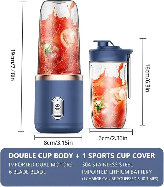 Hexa Blade Juicer Rechargeable Mini Automatic Electric Juicer 2in1