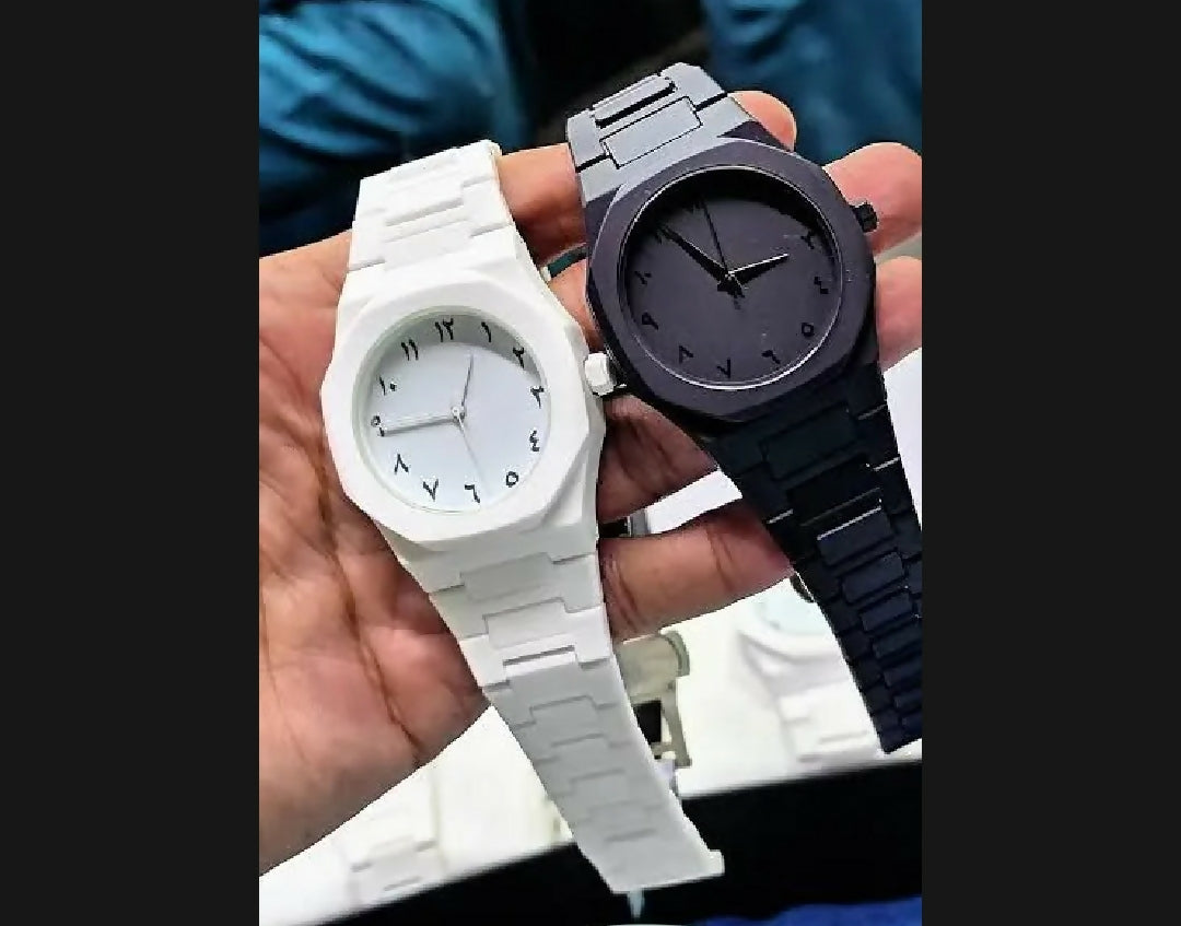 Black Arabic Aura Watch Stylish with Butterfly Lock With box