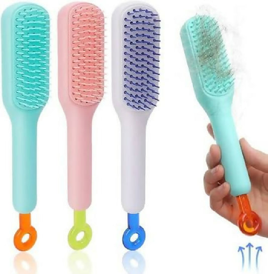 Self Cleaning Anti Static Massage Comb Retractable Cleaning Hair Comb Massage Hairbrush for Women Cleaning Hair Brush for Effortless Hair Removal and Cleaning
