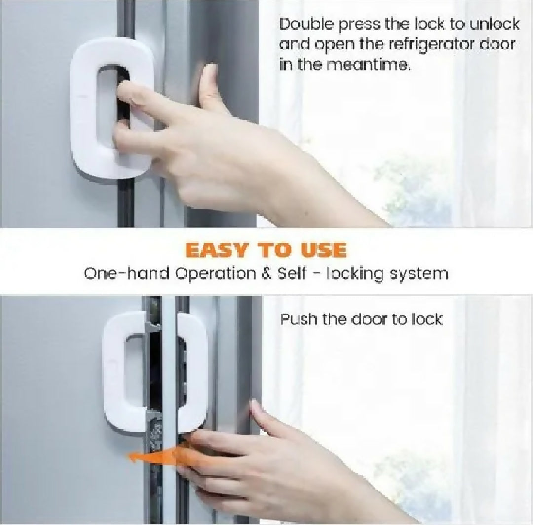 Pack of 2 Refrigerator Safety Lock Child Proof Fridge Lock with Strong Adhesive