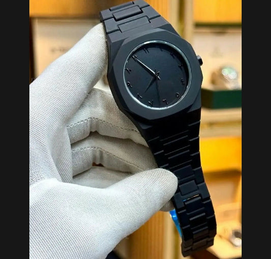 Black Arabic Aura Watch Stylish with Butterfly Lock With box