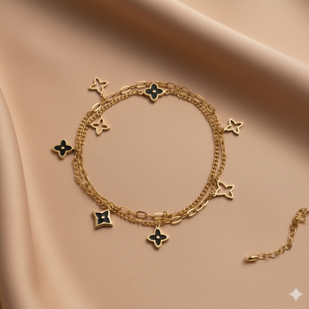 Vintage Noir Double-Layer Monogram Bracelet