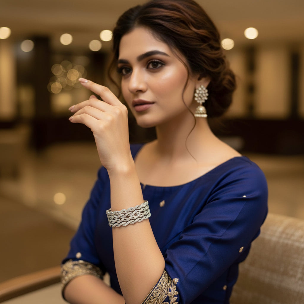 Indian Zircon Bangles 4 Pc Set Size 2.8