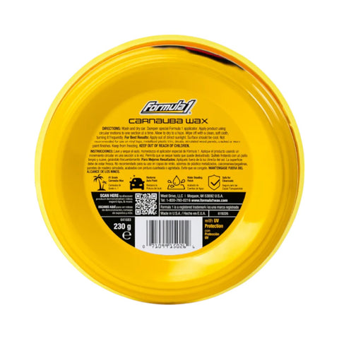 Formula 1 Carnauba Car Wax 230g Premium High Gloss Car Polish
