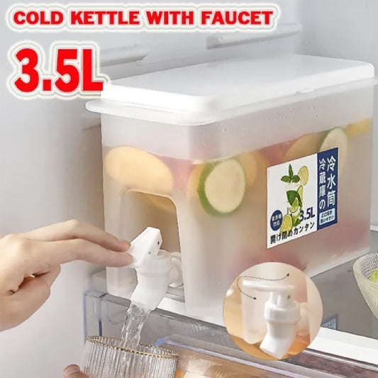 3-5Ltr Cooler Water Bottle Container For Kitchen SPACE-SAVING Cold Kettle with Faucet