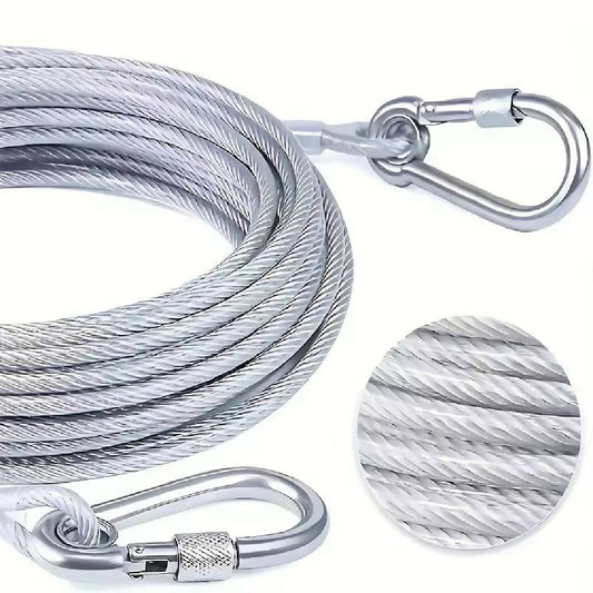 Strong stainless steel clothesline rope (2 metre) with hooks perfect for hanging clothes indoors or outdoors