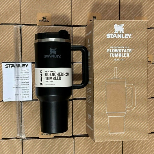 Stanley 40 Oz 1200ML Stainless Steel Vacuum Insulated Tumbler with Straw Leak-Proof Quencher Cup for Hot Cold Beverages Travel Mug Gym Water Bottle Coffee Thermos Random Colors Stanley With Box