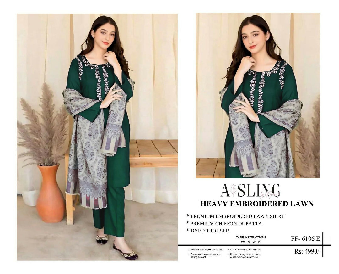 Most Hit Codes Fully Embroidered LAWN 3Pc With Nino karra Printed Dupatta SUMMER Collection