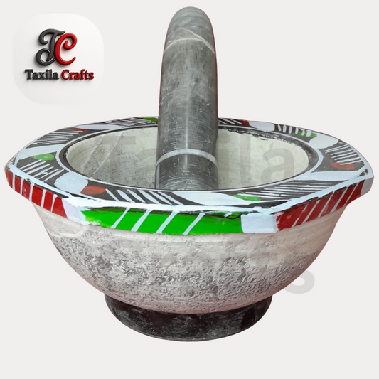 Taxila Crafts 9 Inch Taxila Hills Black Stone Mortar and Pestle Set with 8 Inch Stone Pestle