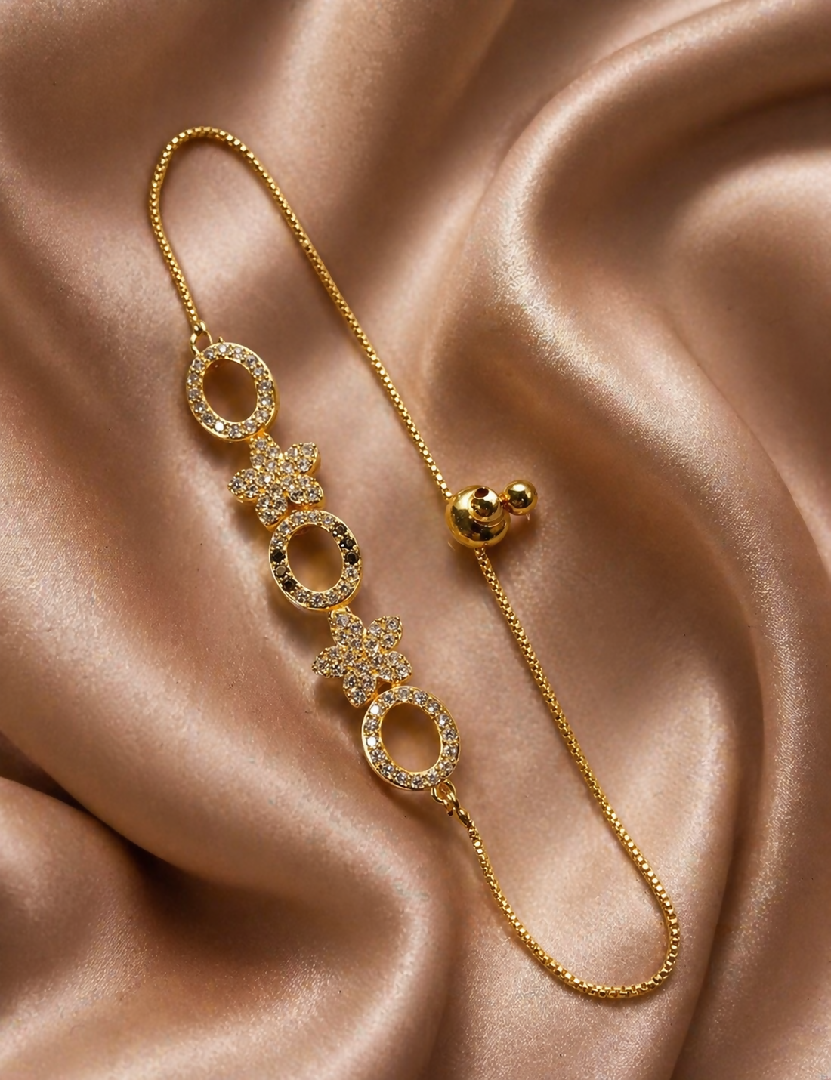 Sparkling Floral and Halo Link Bolo Bracelet