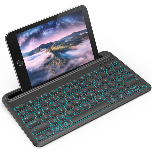 7-Color Backlit Wireless Keyboard – Rechargeable Slim Keyboard with Adjustable LED Lights