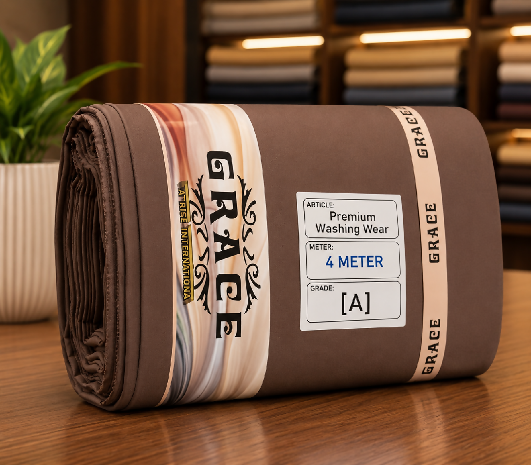 Premium Wash and Wear Unstitched Suit Fabric Coffee Brown 4 Meter
