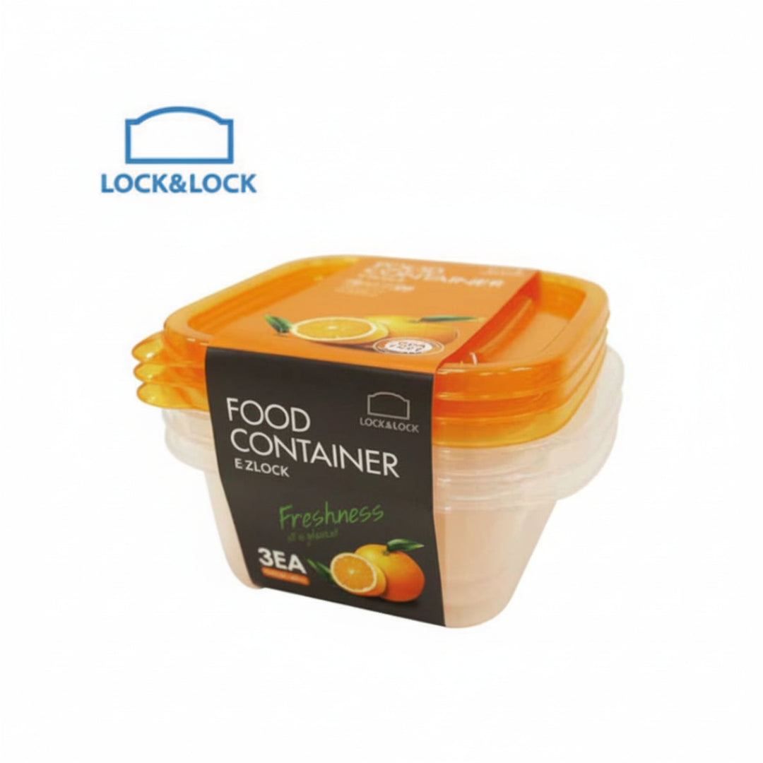 New EZ Lock Rectangular Container 520ML 3P Set Orange LHLE120S