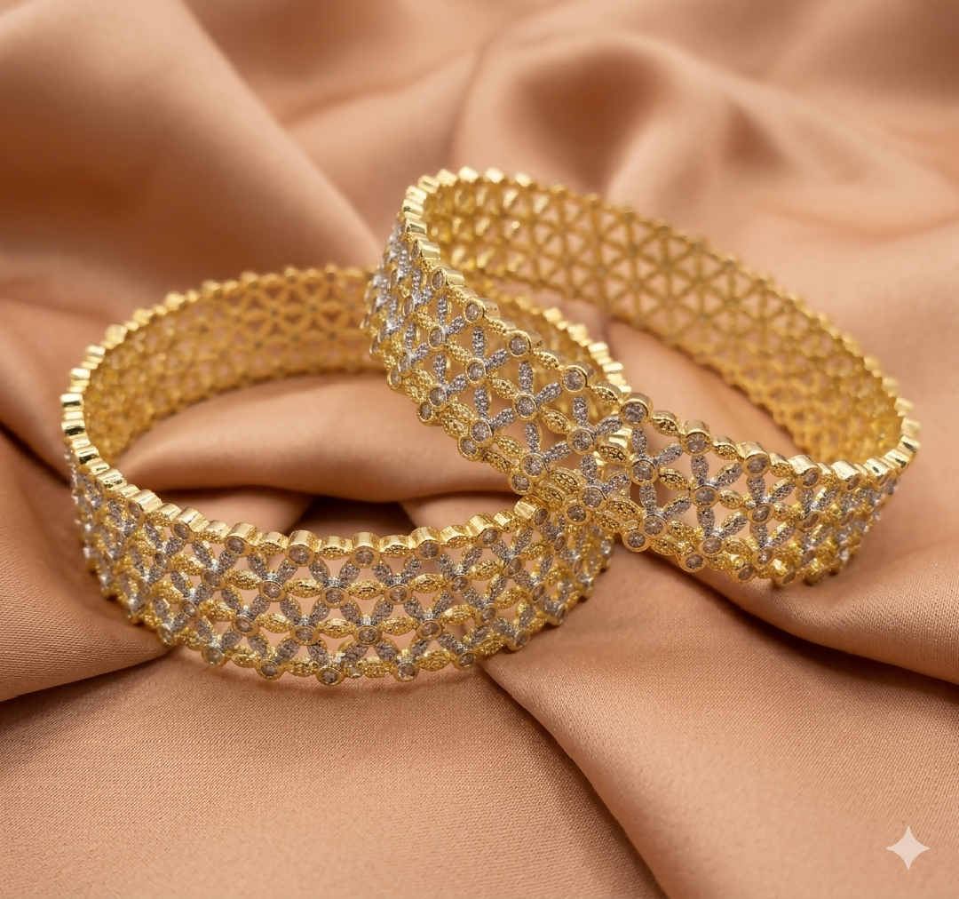Filigree Floral Gold-Toned 2 Piece Kara