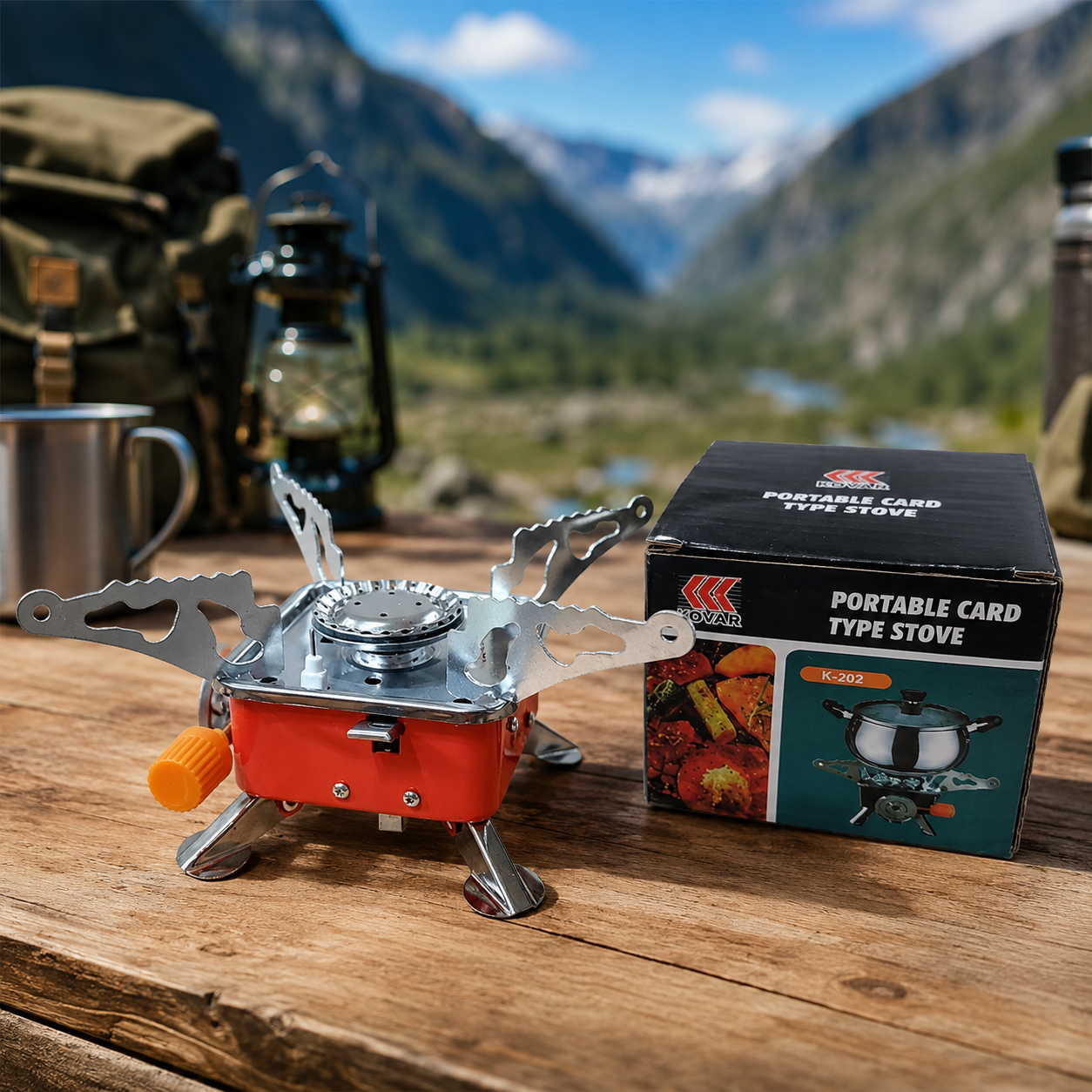 Mini Portable Square Stove for Backpacking Hiking Windproof Burner Camping Stove Foldable Stove for Outdoor Picnic - Without Gas Bottle