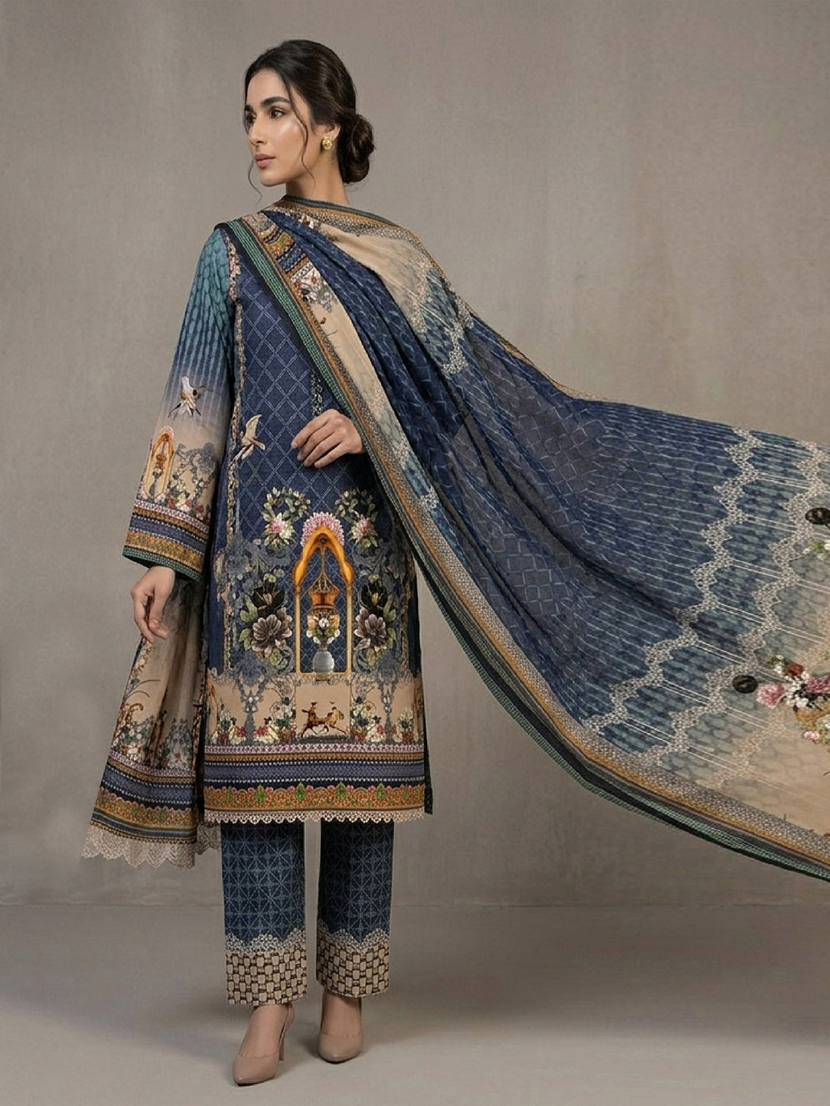3Pcs Unstitched Marhaba Vol 04 Design 01