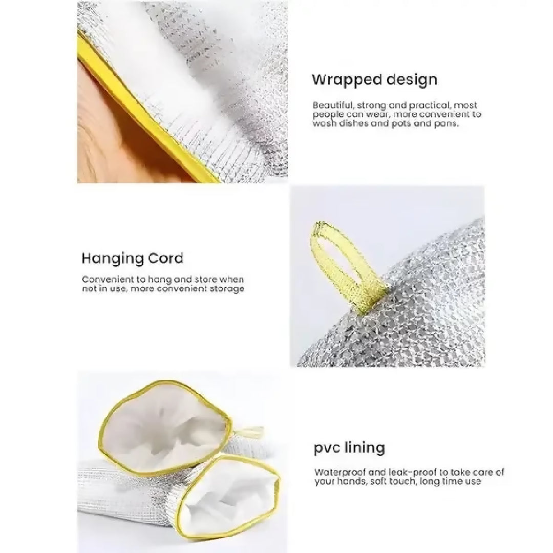 1 pcs Multipurpose Wire Dishwashing Gloves - Dishwashing Rags for Wet and Dry - Steel Wire Miracle Cleaning Cloth with Glove Shape - Non-Scratch Wire Dish Cloths - Anti-heat Aluminium Gloves