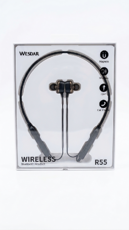 WESDAR R55 Bluetooth Wireless Neckband Handsfree 110mAh Battery And Clear Call Quality