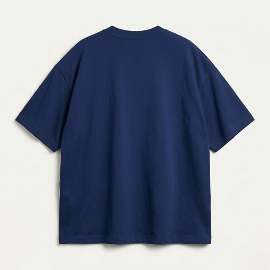Drop Shoulder Basic Short Sleeves Tees | Plain Navy Blue