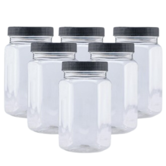 PACK OF 6 HEXA JARS 425 ML - BLACK