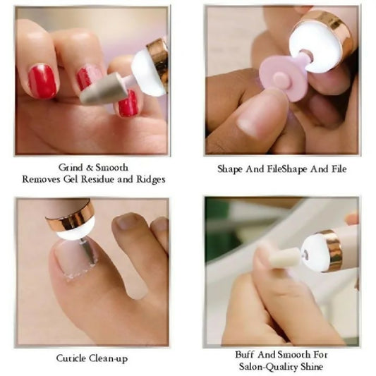 Rechargeable Flawless Salon Nail Finishing Touch Electric Nail Drill Bits File Tool Set Nail Filer Bits File Tool Set Nail Polish Remover Machine
