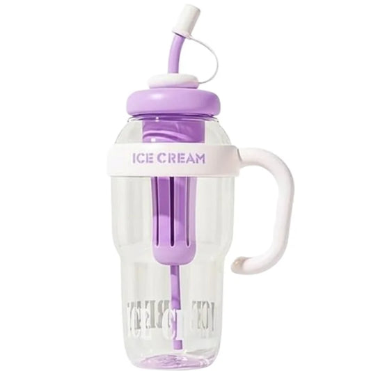Ice Cream Water Bottle with Straw & Tea Infuser | 1400ml | | Large Capacity Gym & Summer Drink Bottle | Random color