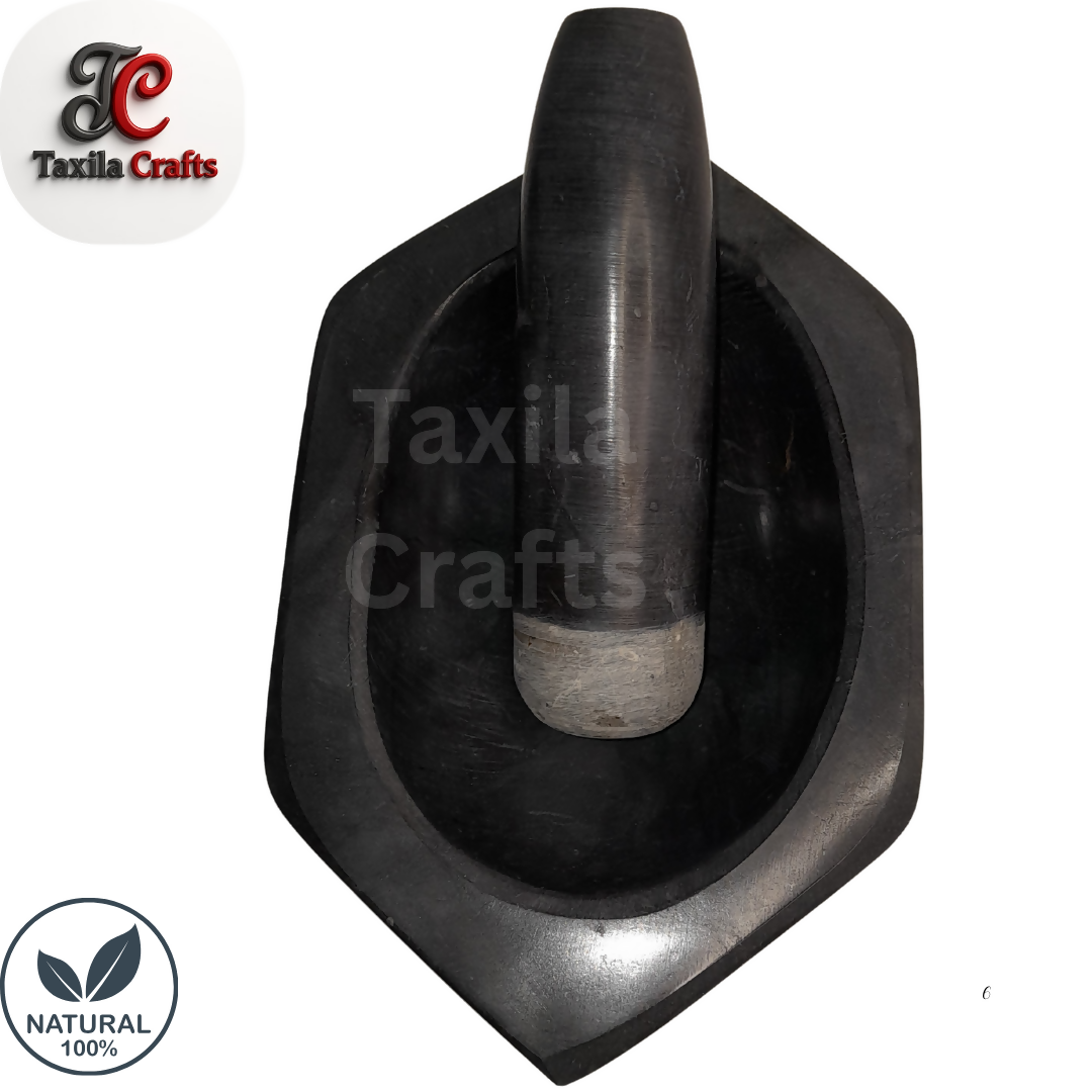 Taxila Crafts 8 Inch Taxila Hills Black Stone Kharal Chattu Watta Langri Danda Handmade