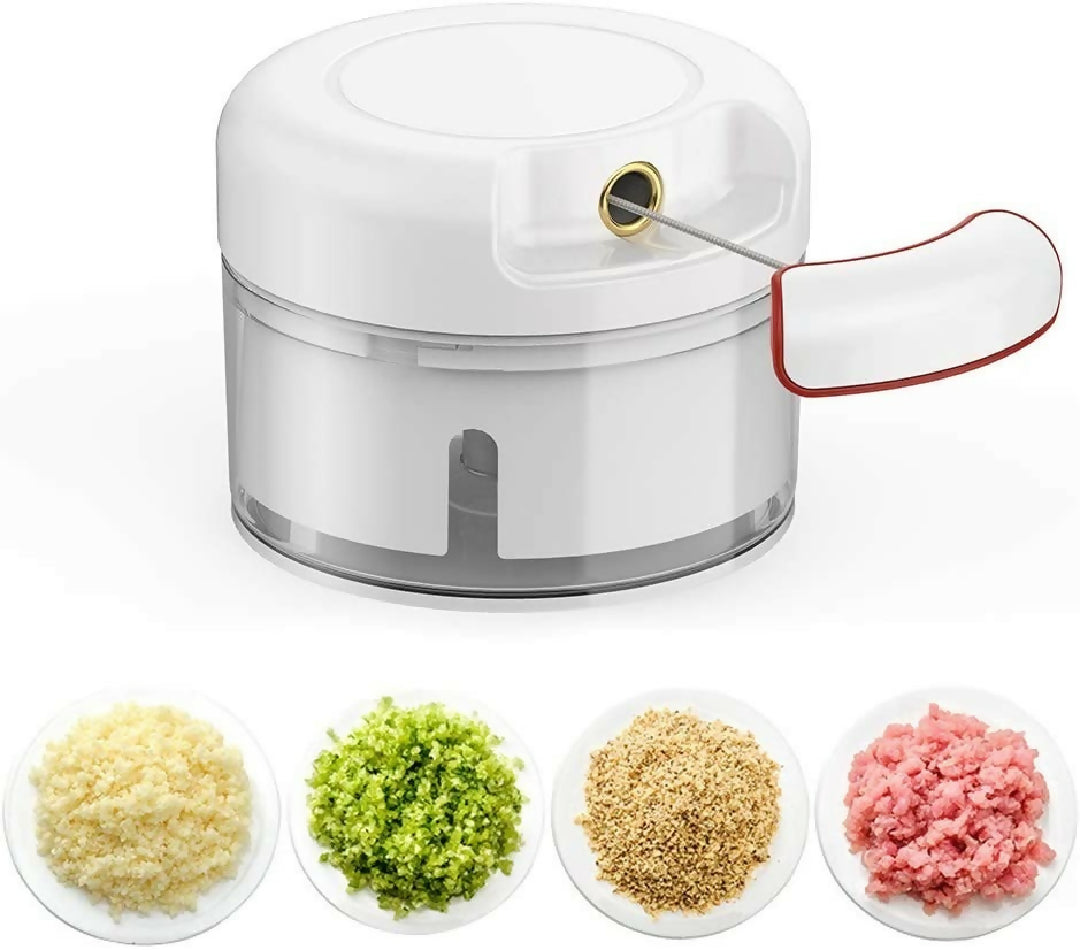 Mini Food Chopper - Hand-Powered Meat Grinder Mincer Mixer and Blender for Fruits Vegetables Nuts and Meat - Powerful and Portable Kitchen Tool