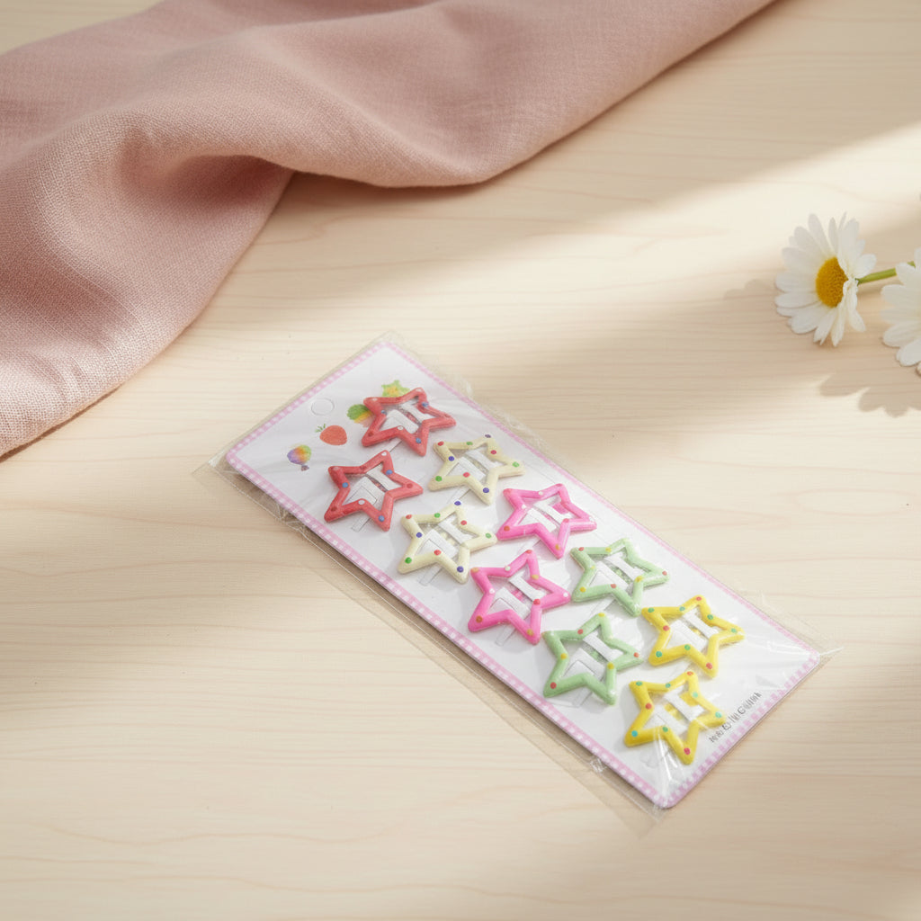 Star Hair Clip Multicolor Pack of 10