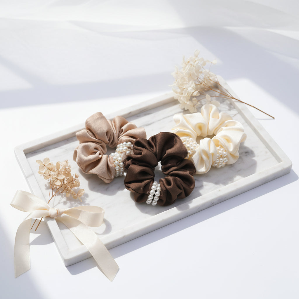 Hair Knot Medium Bow Shape Brown Series Pack of 3