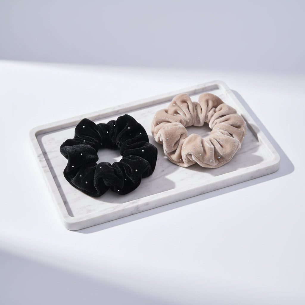 Hair Knot Plain Velvet Black Pack of 2