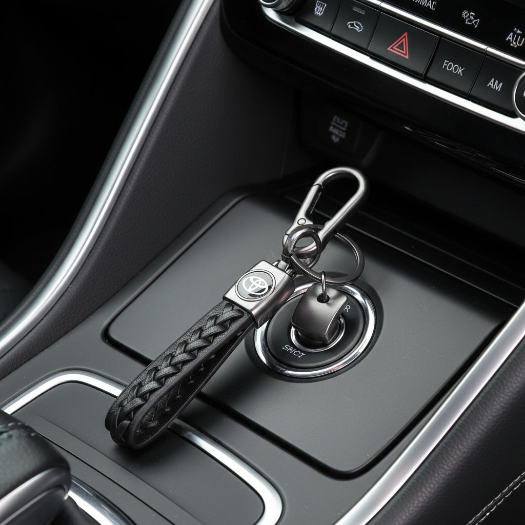 Clip and Key Ring Metal Keychain Toyota Black