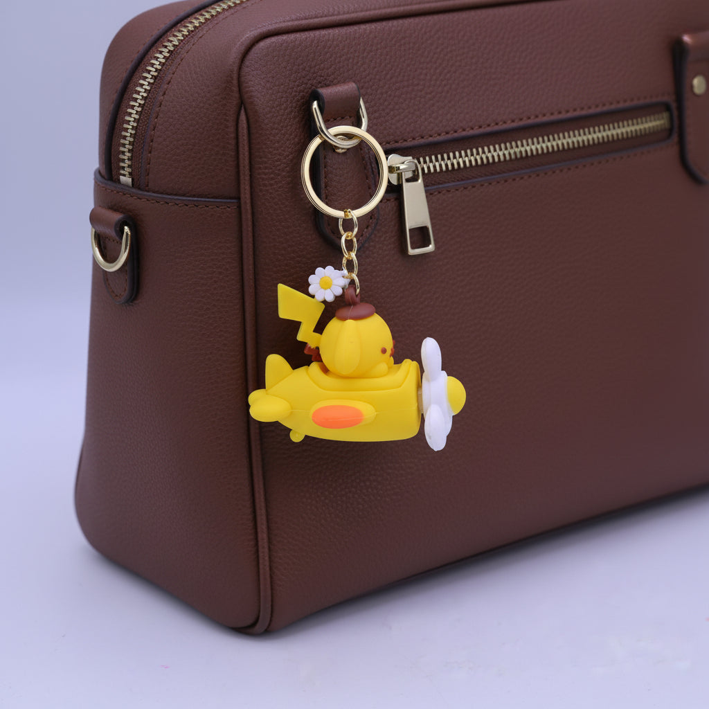 Rubber Airplane Keychain Yellow