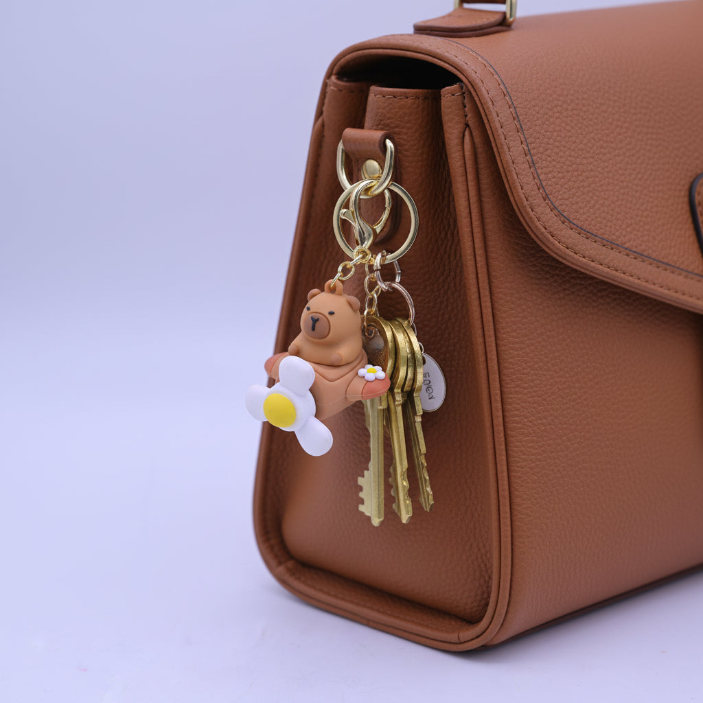 Rubber Airplane Keychain Brown
