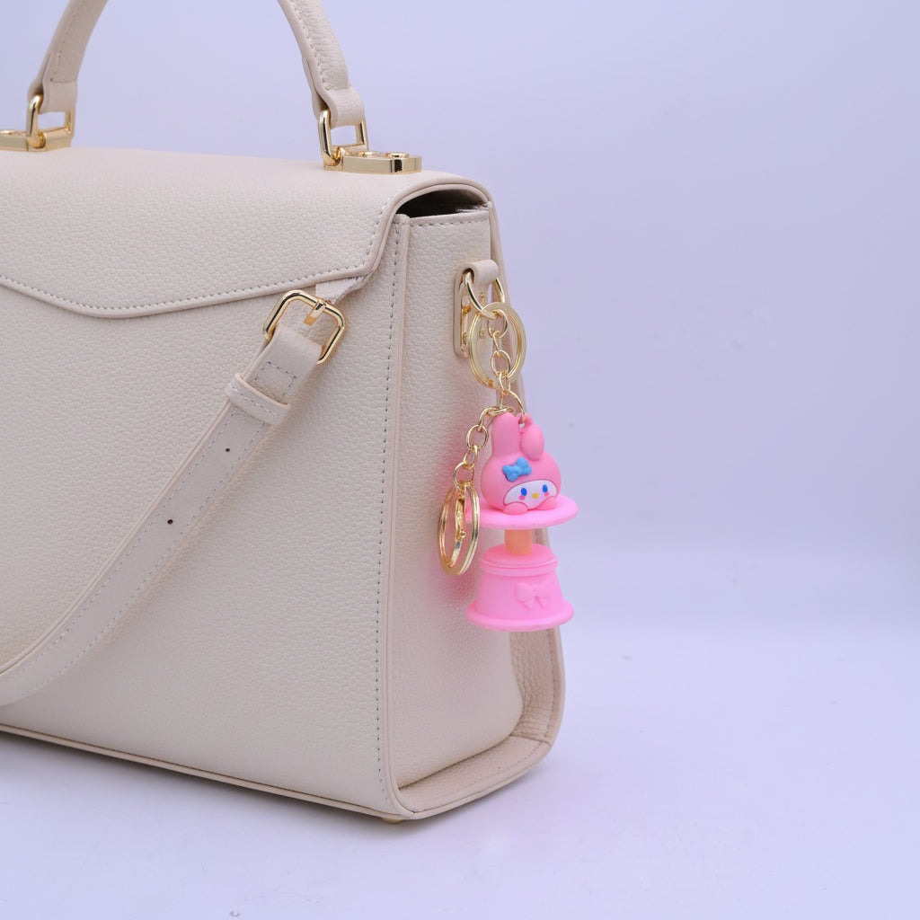 Teddy Bear Lamp Keychain Pink