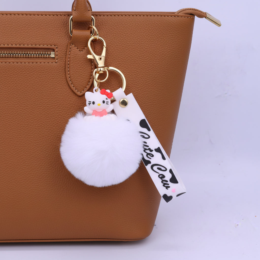 Sweet Heart Soft Fur keychain White