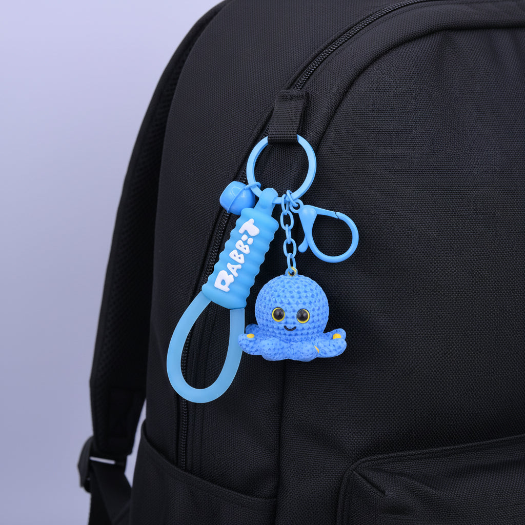 Baby Octopus Keychain Blue
