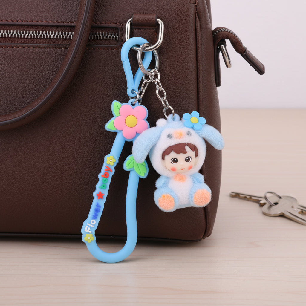 Flower Baby Keychain Rabbit Blue Baby